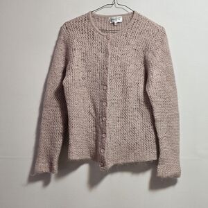 Vintage Grafiti Cozy Nude Pink Mohair Blend Knit Cardigan
